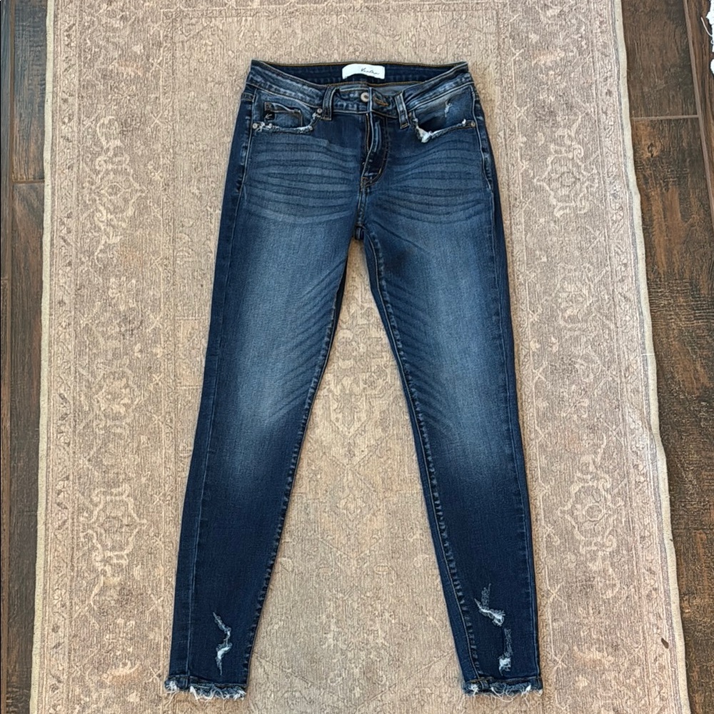 KanCan Blue Skinny Jeans with Distressed Hem